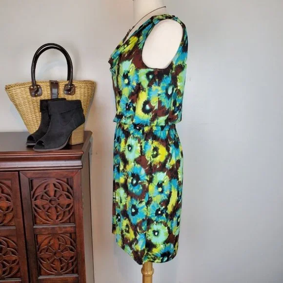 Style & Co. Sleeveless Watercolor Drape Neck Elastic Waist Pullover Dress Size M - Picture 3 of 8